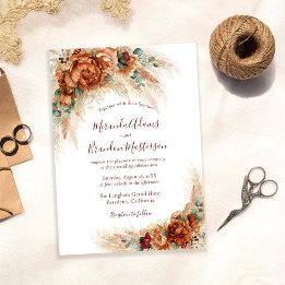 Elegant Calligraphy Romantic Floral Boho Wedding Invitation