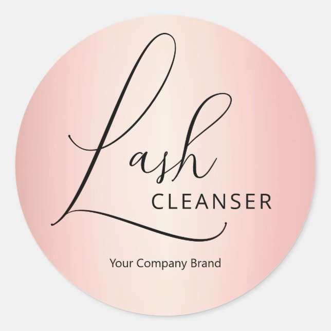 Elegant Calligraphy Rose Gold Eyelash Cleanser Classic Round Sticker (Front)