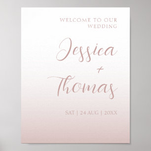 Elegant Calligraphy Rose Gold Gradient Wedding  Poster