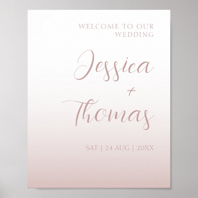 Elegant Calligraphy Rose Gold Gradient Wedding  Poster (Front)