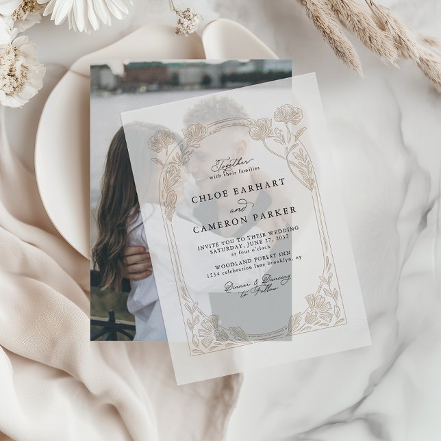 Elegant Calligraphy Rose Orchard Garden Wedding Vellum Invitations (Creator Uploaded)