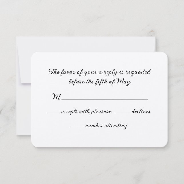 Elegant Calligraphy  RSVP Card (Front)