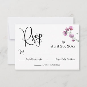 Elegant Calligraphy RSVP Watercolor Wildflower Card