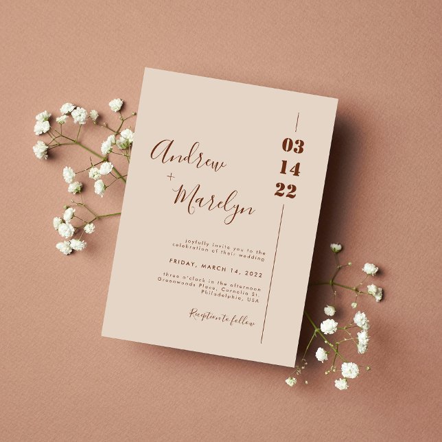 Elegant Calligraphy Rustic and Cream Wedding Invitation (Creator Uploaded)