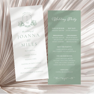 Elegant Calligraphy Sage Botanical Crest Program