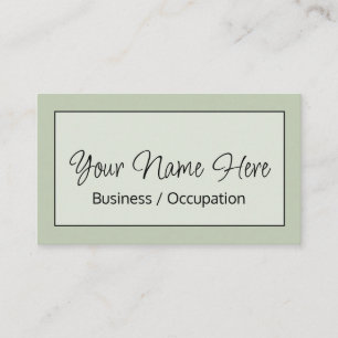 Elegant calligraphy sage green modern business card