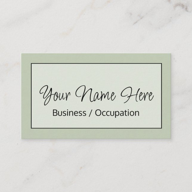 Elegant calligraphy sage green modern business card (Front)