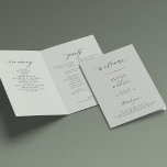 Elegant calligraphy sage green wedding party programme<br><div class="desc">Modern simple minimalist typography trendy sage green forest folded ceremony and party wedding program template featuring a chic trendy calligraphy script.              Easy to personalise with your text on the front and inside!</div>