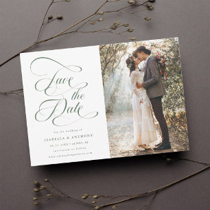 Elegant Calligraphy Sage Green Wedding Save The Date