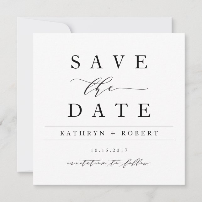 Elegant Calligraphy Save the Date Card (Front)