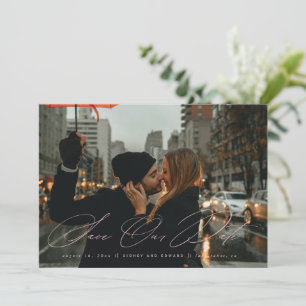 Elegant Calligraphy Save The Date Photo Blush Pink Invitation