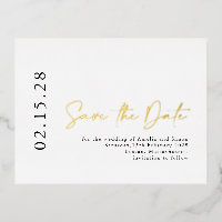 Elegant Calligraphy Save the Date Real Gold