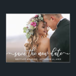 Elegant Calligraphy Save The New Date Photo Postcard<br><div class="desc">Modern Elegant Calligraphy Script Save The New Date Wedding Postponed Couple Photo Postcard</div>