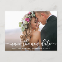 Elegant Calligraphy Save The New Date Photo