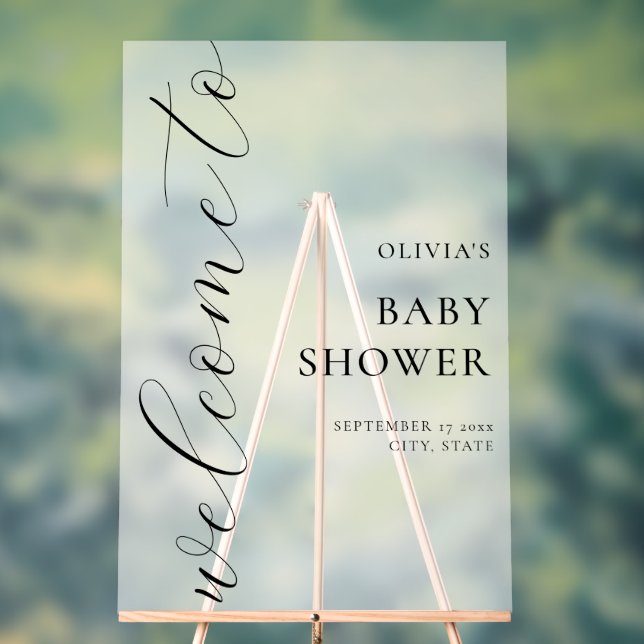 Elegant Calligraphy Script Baby Shower Welcome Acrylic Sign (Neutral)