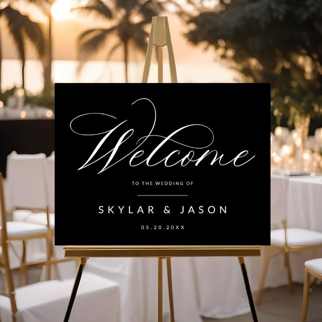 Elegant Calligraphy Script Back Welcome Wedding Acrylic Sign (Elegant Calligraphy Script Back Welcome Wedding Acrylic Sign)