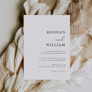 Elegant Calligraphy Script Black White Wedding Invitation