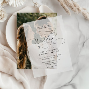 Elegant Calligraphy Script Flourish Wedding Vellum Invitations