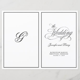 Elegant Calligraphy Script Folded Wedding Program