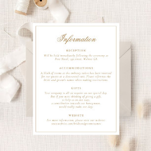 Elegant Calligraphy Script Gold Wedding Details Invitation