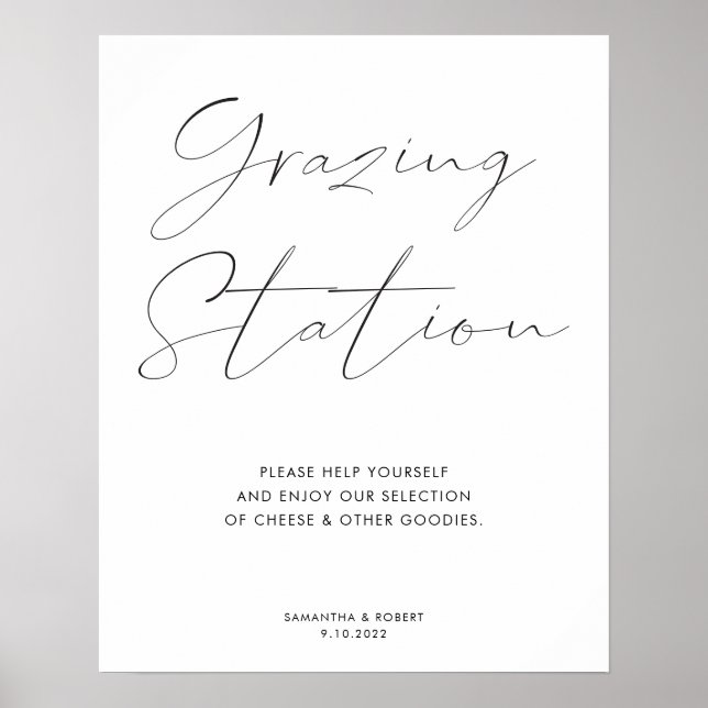 Elegant Calligraphy Script Grazing Station Wedding Poster (Front)