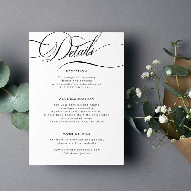 Elegant calligraphy script guest wedding details enclosure card (Creator Uploaded)