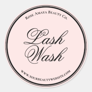 Elegant Calligraphy Script Lash Wash Shampoo Classic Round Sticker