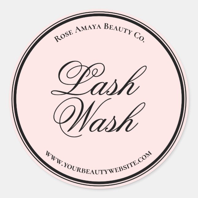Elegant Calligraphy Script Lash Wash Shampoo Classic Round Sticker (Front)