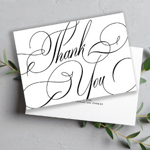 Elegant calligraphy script message wedding thank you card
