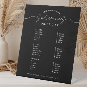 Elegant Calligraphy Script Minimal Price List Menu Pedestal Sign