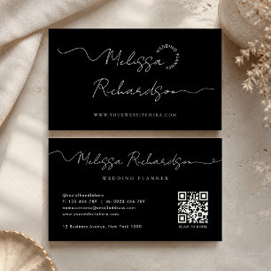 Elegant Calligraphy Script Minimal QR Code Business Card