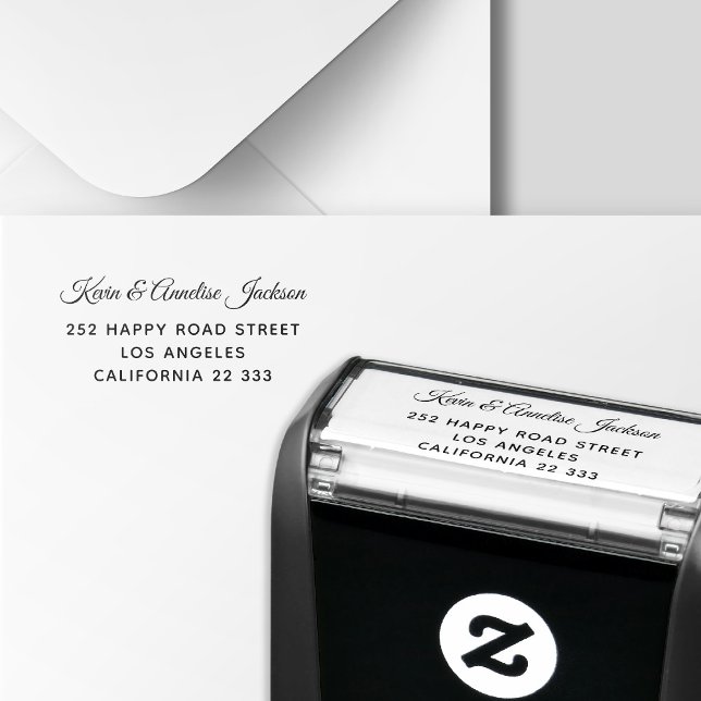 Elegant calligraphy script modern return address self-inking stamp (Creator Uploaded)