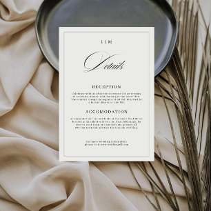 Elegant Calligraphy Script Monogram Wedding Detail Enclosure Card