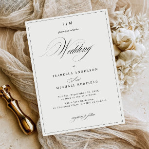 Elegant Calligraphy Script Monogram Wedding Invitation