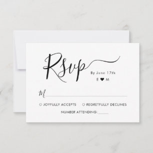 Elegant Calligraphy Script Monogram Wedding RSVP Card