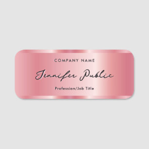 Elegant Calligraphy Script Name Template Rose Gold Tag