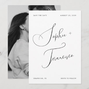 Elegant Calligraphy Script Names Modern Wedding Save The Date