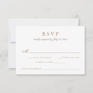 Elegant Calligraphy Script Olive Gold Wedding RSVP Invitation