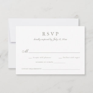 Elegant Calligraphy Script Olive Grey Wedding RSVP Invitation