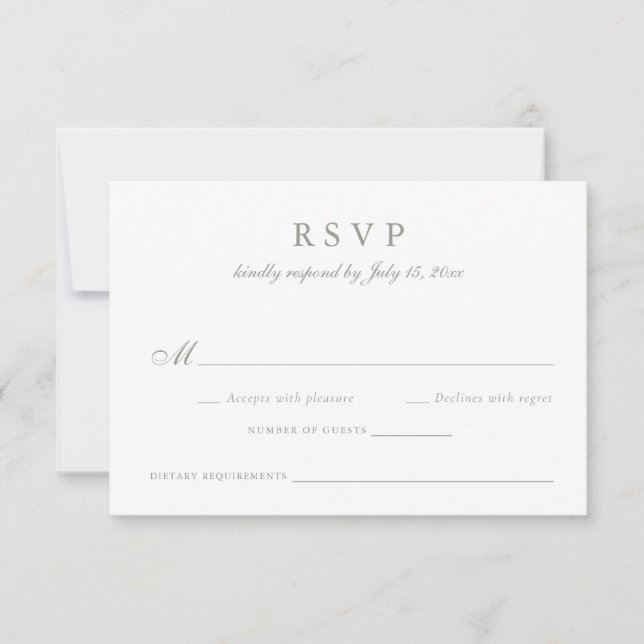 Elegant Calligraphy Script Olive Grey Wedding RSVP Invitation (Front)