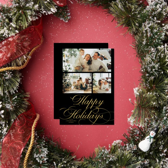 Elegant Calligraphy Script Photo Christmas Card (Insitu)