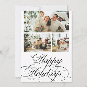 Elegant Calligraphy Script Photo Collage Christmas Holiday Card