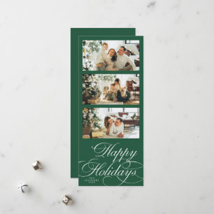 Elegant Calligraphy Script Photo Collage Christmas Holiday Card
