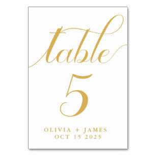 Elegant Calligraphy Script Photo Gold Wedding Table Number