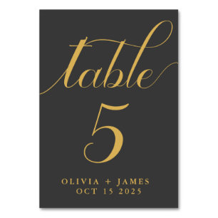 Elegant Calligraphy Script Photo Gold Wedding Table Number