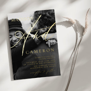 Elegant Calligraphy Script Photo Wedding Gold