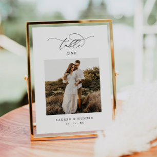 Elegant Calligraphy Script Photo Wedding Table Number