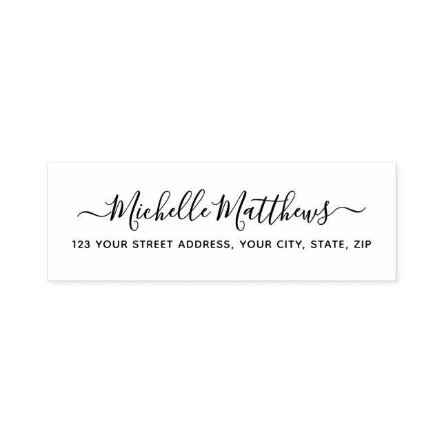 Elegant calligraphy script return address self-inking stamp (Design)