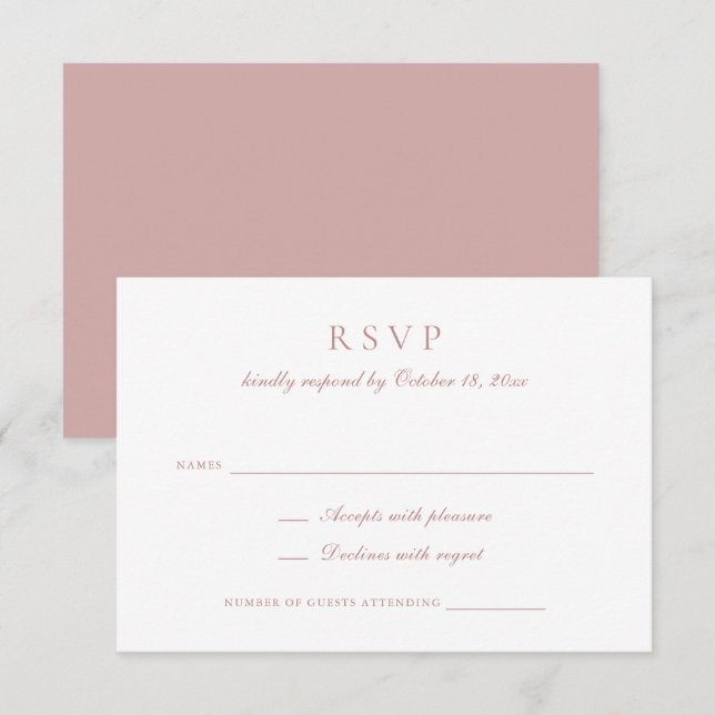 Elegant Calligraphy Script Rose Wedding RSVP Invitation (Front/Back)