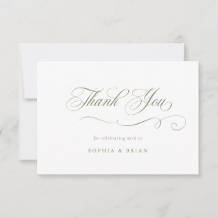 Elegant Calligraphy Script Sage Green Thank You Invitation